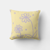 Coussin Pois et marguerites 2 - Pastel Jaune et Violet (Recto)
