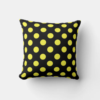 Coussin Pois jaunes sur fond noir