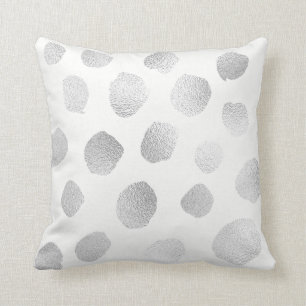 Coussin Pois métallique peint de gris argenté blanc
