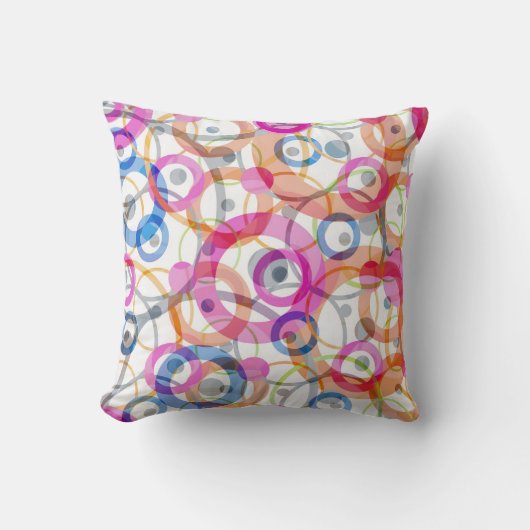 Coussin Pois multicolores, cercles sur un blanc (Recto)