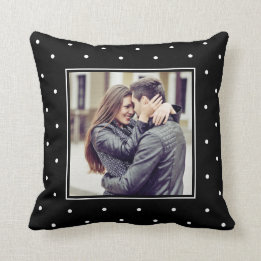 Coussin Pois noirs et blancs modernes avec votre photo