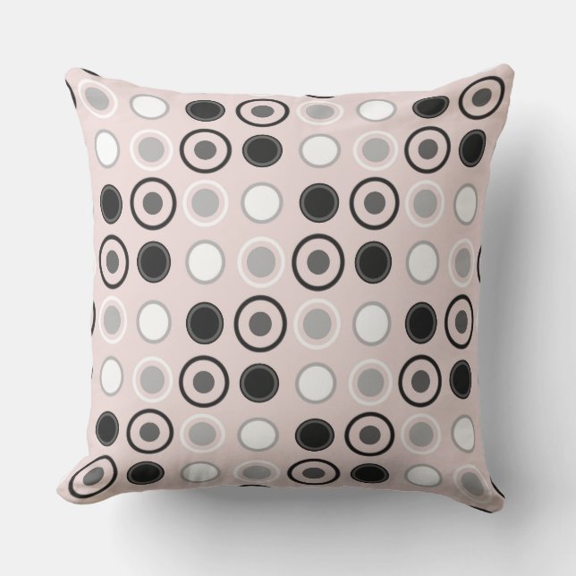 Coussin Pois noirs, roses, blancs et gris (Recto)