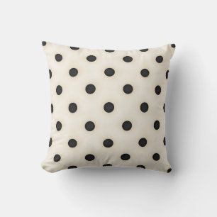 Coussin Pois noirs sur blanc antique
