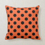 Coussin Pois noirs sur orange<br><div class="desc">Pois noirs sur orange</div>