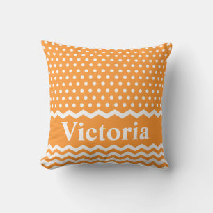Coussin Pois orange et Chevrons