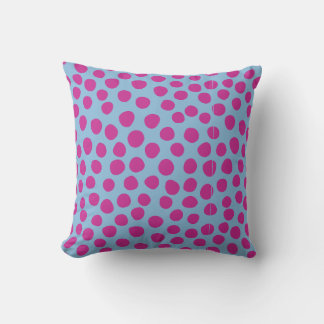 Coussin Pois peint bleu clair Fuchsia rose