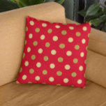 Coussin Pois Red & Gold Motif sans couture<br><div class="desc">Elégante à petits pois rouge et or motif moderne géométrique . Couleur arrière - plan rouge modifiable.</div>