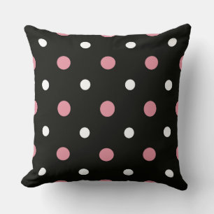 Coussin Pois rose blanc et noir