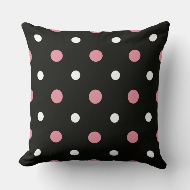 Coussin Pois rose blanc et noir (Recto)