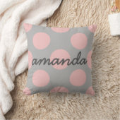 Coussin Pois roses sur gris (Couverture)