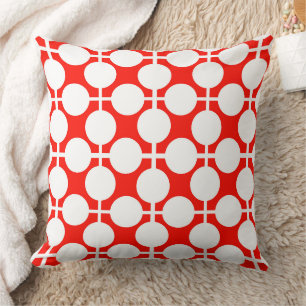 Coussin pois rouge et blanc point et chèque motif est fa