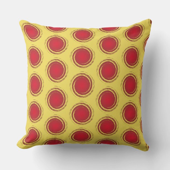 Coussin Pois rouge et jaune Cercle soleil été (Recto)