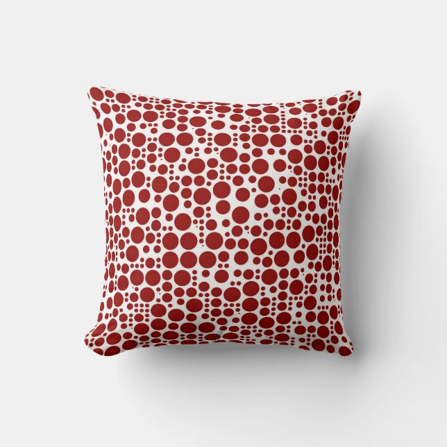 Coussin Pois rouges foncés sur Arrière - plan blanc (Recto)