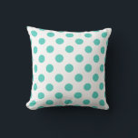 Coussin Pois turquoise<br><div class="desc">Pois turquoise sur arrière - plan blanc</div>