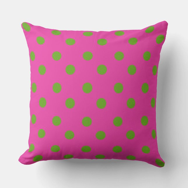 Coussin Pois vert d'Apple sur le rose de diva (Recto)
