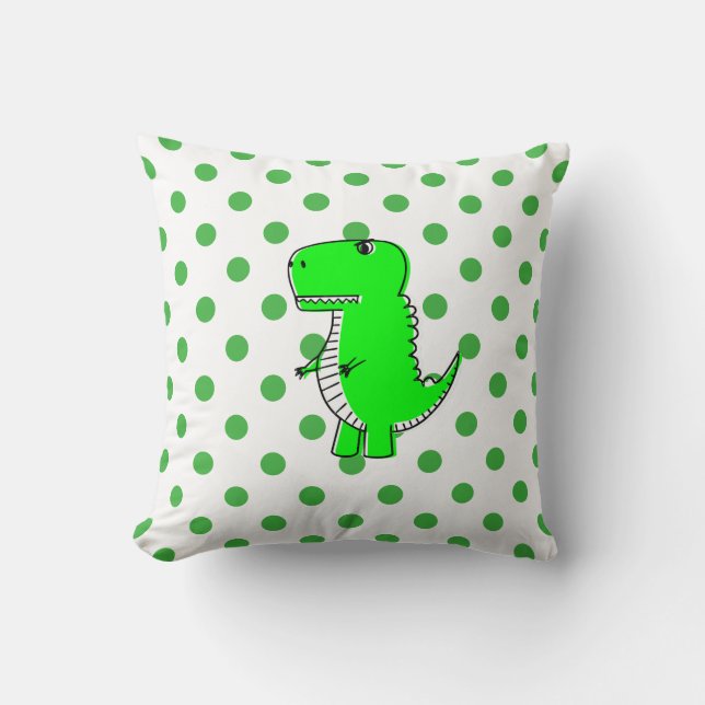 Coussin Pois verts Dinosaures verts (Recto)
