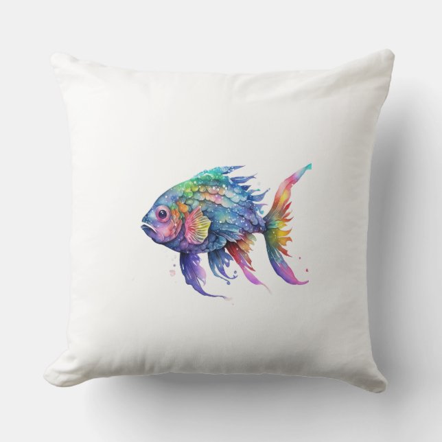 Coussin Poisson Arc-en-Ciel 2 Grand (Recto)
