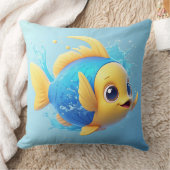 Coussin Poisson caricatural vibrant avec éclaboussure (Couverture)