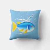 Coussin Poisson-caricature brillant avec éclaboussures d'e (Verso)