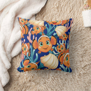 Coussin Poisson clown Dessin animé mignon Famille Sous l'e