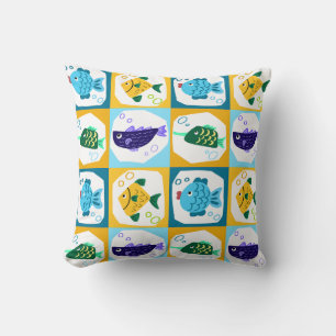Coussin Poisson coloré