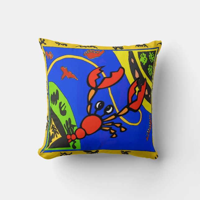 Coussin Poisson-crevettes bouilli Abstrait (Recto)