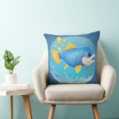 Coussin Poisson de dessin animé vibrant avec éclaboussure (Chaise)