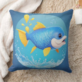 Coussin Poisson de dessin animé vibrant avec éclaboussure (Couverture)