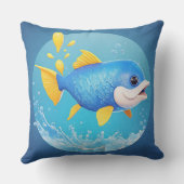 Coussin Poisson de dessin animé vibrant avec éclaboussure (Verso)