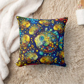 Coussin "Poisson de Puffer psychédélique - Art sous-marin  (Couverture)