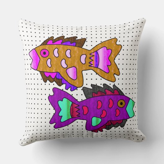 Coussin Poisson en papier crêpe sur Pois (Verso)