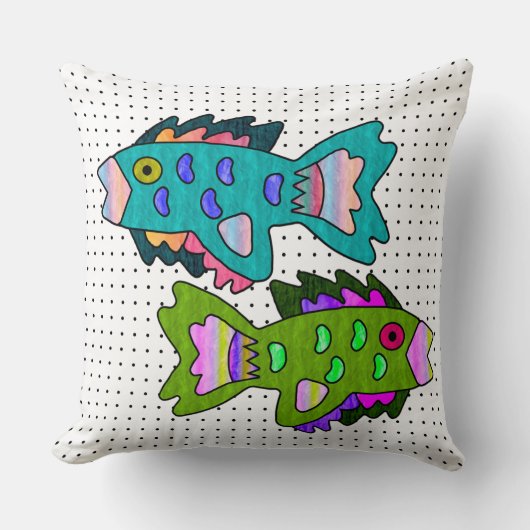 Coussin Poisson en papier crêpe sur Pois (Recto)