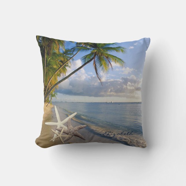 Coussin Poisson-étoile adorable, Plage, Sable, Palm Person (Recto)