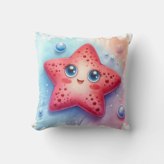 Coussin Poisson étoile aquarelle (Recto)
