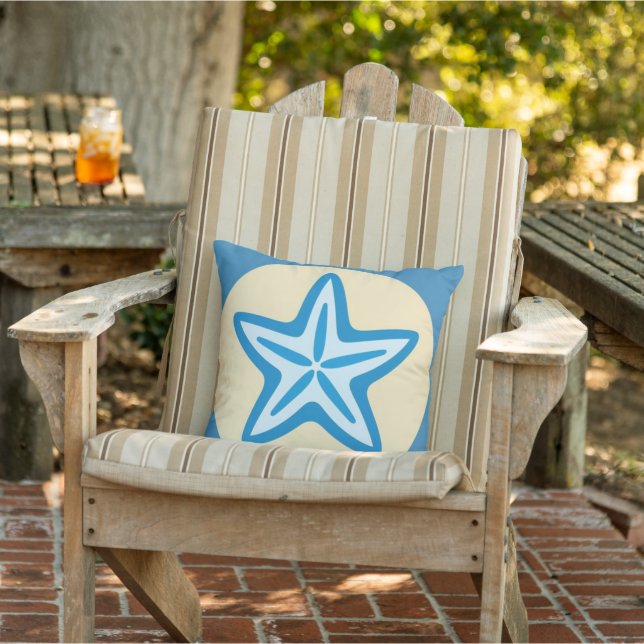 Coussin Poisson étoilée bleue dans un cercle jaune (Chaise)