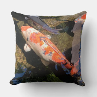 Coussin Poisson Koi orange et blanc