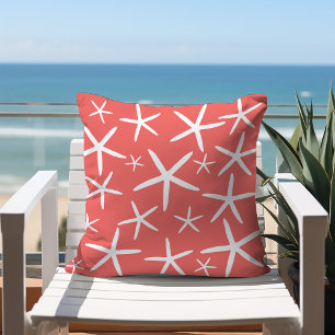 Coussin Poisson maigre Corail et blanc