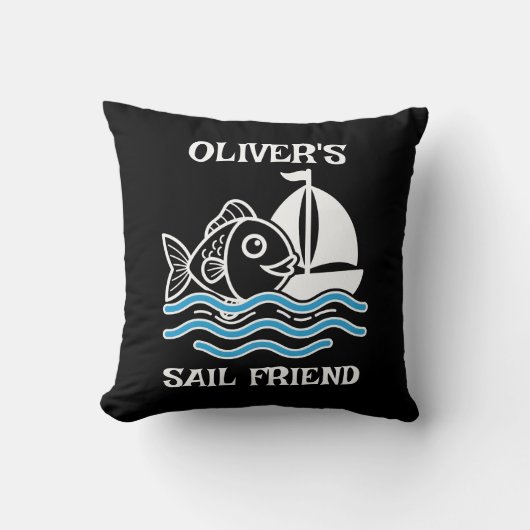 Coussin Poisson Mignon et Voile d'Ami Bateau (Recto)
