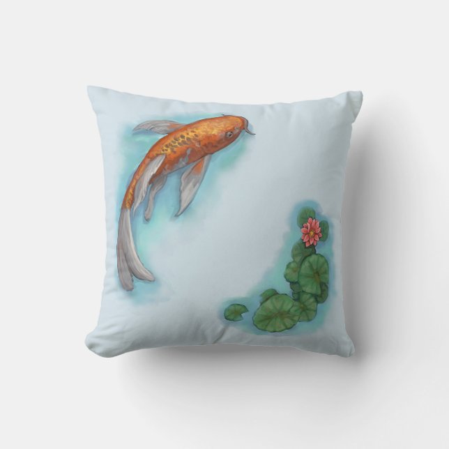 Coussin Poisson orange et blanc Koi (Recto)
