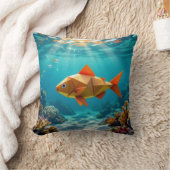 Coussin Poisson origami et océan hippique (Couverture)