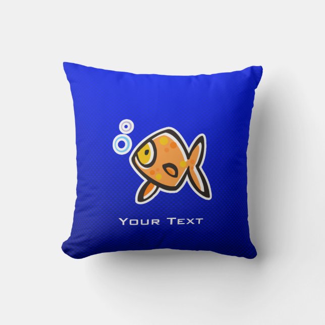Coussin Poisson rouge bleu (Recto)