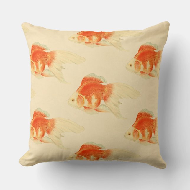 Coussin Poisson rouge japonais. Le Ryukin. (Recto)