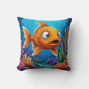 Coussin 🐟 Poisson Rouge Mignon Décoration de l'Océan Cade