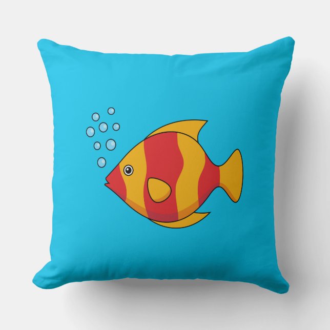 Coussin Poisson rouge orange tropical (Recto)