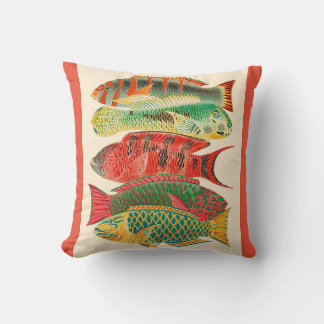 Coussin poisson tropical vintage