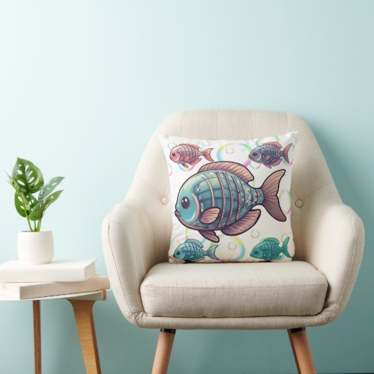 Coussin Poisson X-Ray Rainbow Bubbles Imprimer (Chaise)