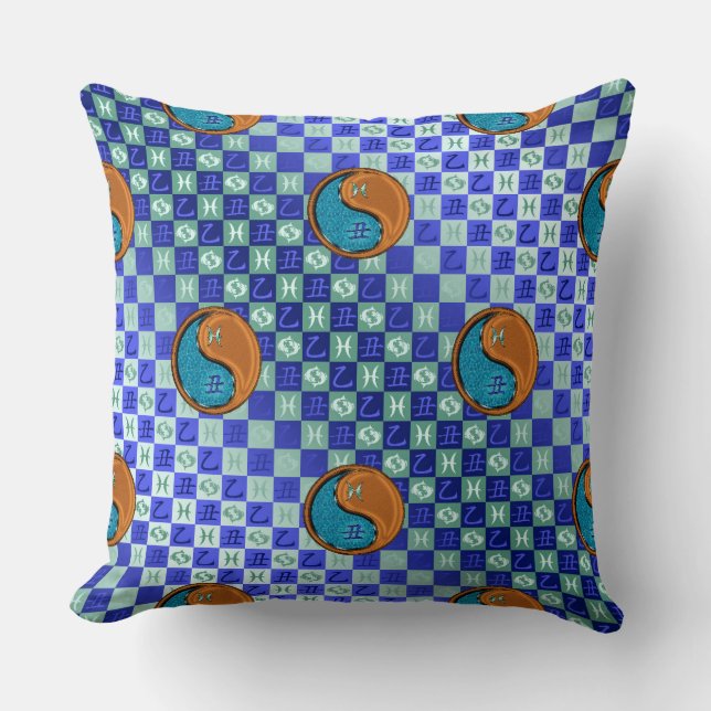 Coussin Poissons & Bœuf de Bois (Recto)