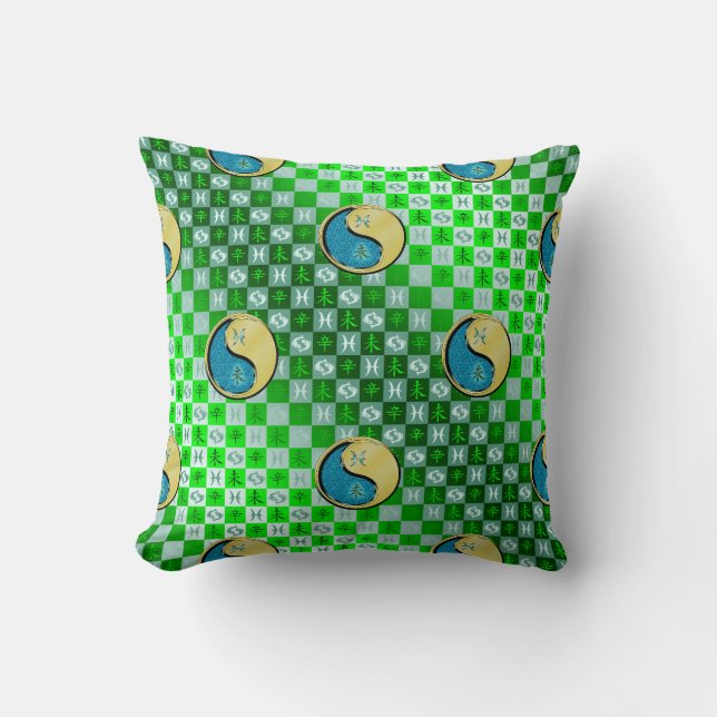 Coussin Poissons & Chèvre Métal (Recto)