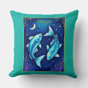 Coussin Poissons du zodiaque Piscées nageant dans les eaux