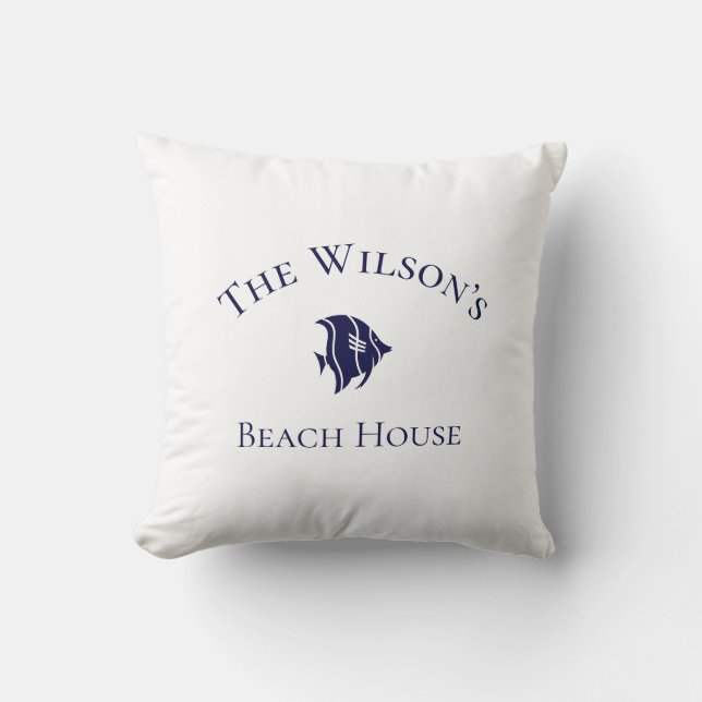 Coussin Poissons marins blancs minimalistes (Recto)